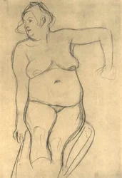 Nudo femminile seduto visto di fronte